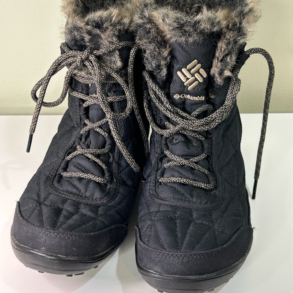 Columbia Waterproof Winter Snow Boots Women’s Size 10 Black Faux Fur Insulated L